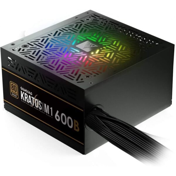 Fonte Gamdias Kratos M1 600W RGB, PFC Ativo, M1-600